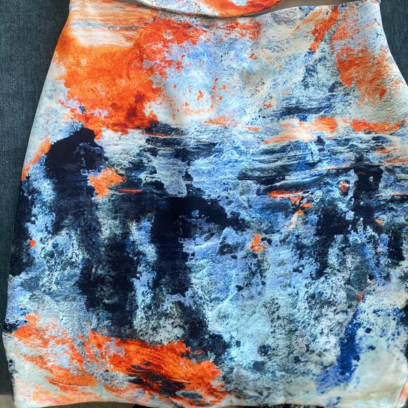 Bec & Bridge Fire and Ice Short Sleeve Mini Dress, Blue Orange, Size 4 - Picture 3 of 6
